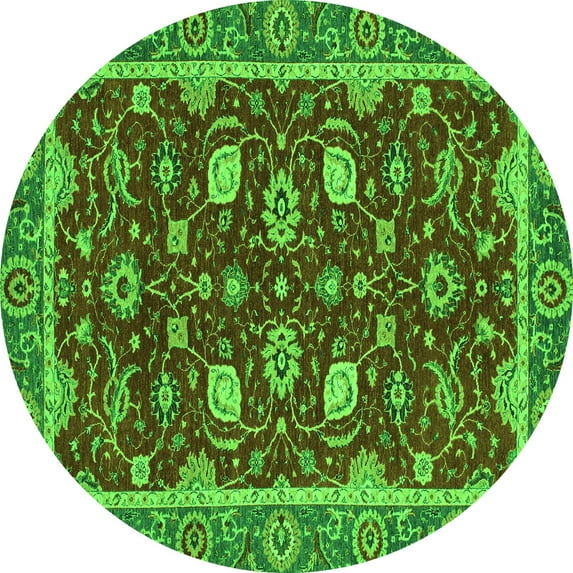 Ahgly Company Indoor Round Oriental Green Modern Area Rugs, 3' Round