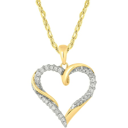 1/10 Carat T.W. Diamond 10kt Yellow Gold Vine Heart Pendant