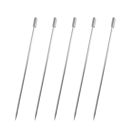 

BESTONZON 5PCS Stainless Steel Cocktail Picks Fruit Cake Sticks Toothpicks Appetizer Pick for Party Bar (Square Hat Head)