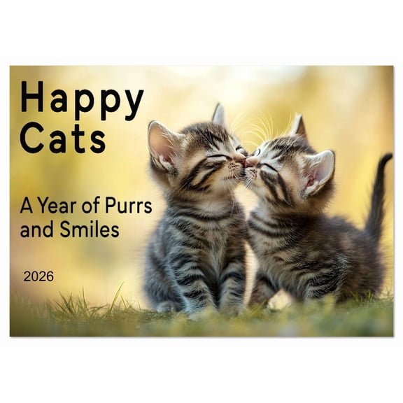Happy Cats - A Year of Purrs and Smiles (Monthly Wall Calendar 2026 11.7 x 16.5 (open)), CALVENDO 14 Month Calendar