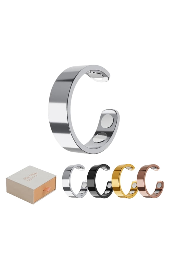 Olux Ring for Women Men, Premium Titanium Steel Adjustable Open Ring for Finger, Minimalist Hypoallergenic Health Jewelry for Daily Wear, Anniversary Gift, Silver
