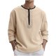 thumbnail image 1 of pstuiky mangas largas para hombre, Camisa informal de lino de manga larga para hombre, transpirable, con botones sueltos, cuello redondo, color sólido camisetas de hombre s, 1 of 8