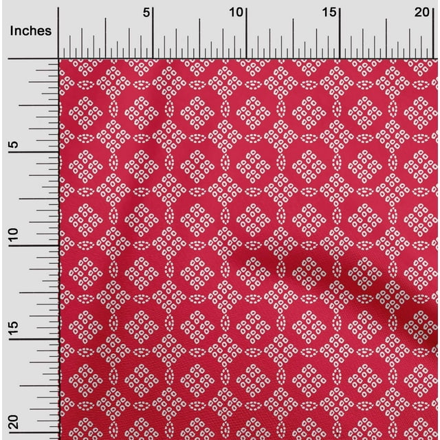 oneOone Tissu Polyester Lycra Rouge Ethnique Bandhani Matériel de Couture Tissu Imprimé au Mètre 56 Pouces de Large
