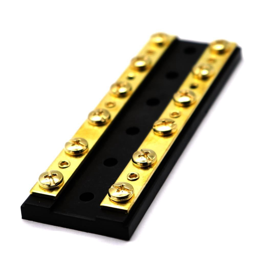 Vensio 2-Pack 12-Position Brass Bus Bar Terminal Blocks Power Distribution Junction for Marine Boat RV