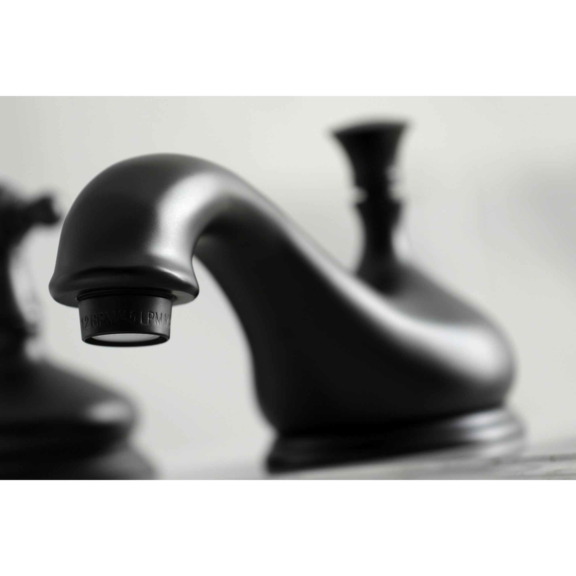 Kingston Brass KS1160AX Heritage Two-Handle 3-Hole Deck Mount Widespread Bathroom Faucet with Brass Pop-Up in Matte Black