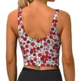 thumbnail image 4 of Goofa Red Hawthorn Printed Sports Bras for Women, High Impact Running Bra Workout Crop Tank Tops Longline Sports Bra Push up-Large, 4 of 9