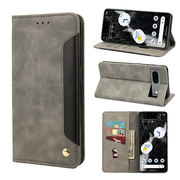 TECH CIRCLE Google Pixel 7 Pro Wallet Case, Ultra Slim PU Leather Card Slot Kickstand Magnetic Soft Flip Fold Shockproof TPU Inner Case for Google Pixel 7 Pro 2022,Gray