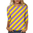 thumbnail image 1 of PMUYBHF T-Shirt Mode Décontracté Col Rond Carnaval Imprimé 3D Manches Sept Quarts pour Femmes 2601 m, 1 of 5