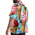 thumbnail image 3 of Ice Cream Men's Button Down Casual Hawaiian Print Short Sleeve Summer Beach Shirt, 3 of 6