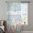 thumbnail image 3 of Easter Eggs Sheer Curtains 96" Long, Spring Daisy Eucalyptus Leaves Light Blue Wood Light Filering Curtains, Privacy Drapes Simi Floor to Veiling Curtain for Living Room Large Window Treatment, 3 of 9