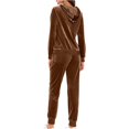 thumbnail image 6 of BLOCLOALO 2 Piece Lounge Set Long Sleeve Pullover Sweatshirts Outfits Setss Loungewear Hoodie and Joggers Sweatpants Sweatsuitss Zip Up Hoodie Women Plus Size Workout Sets Trendy Lounge Sets Brown S, 6 of 6