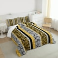thumbnail image 3 of Manfei Wildlife Leopard Zebra 2pcs Bedding Comforter Set for Female Men,Bling Golden Glitter Twin Comforter Sets,Geometric Stripes Breathable Bedding Set,Breathable Home Decor,Reversible, 3 of 8