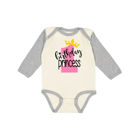 

Inktastic 1st Birthday Princess with Crown Gift Baby Boy or Baby Girl Long Sleeve Bodysuit