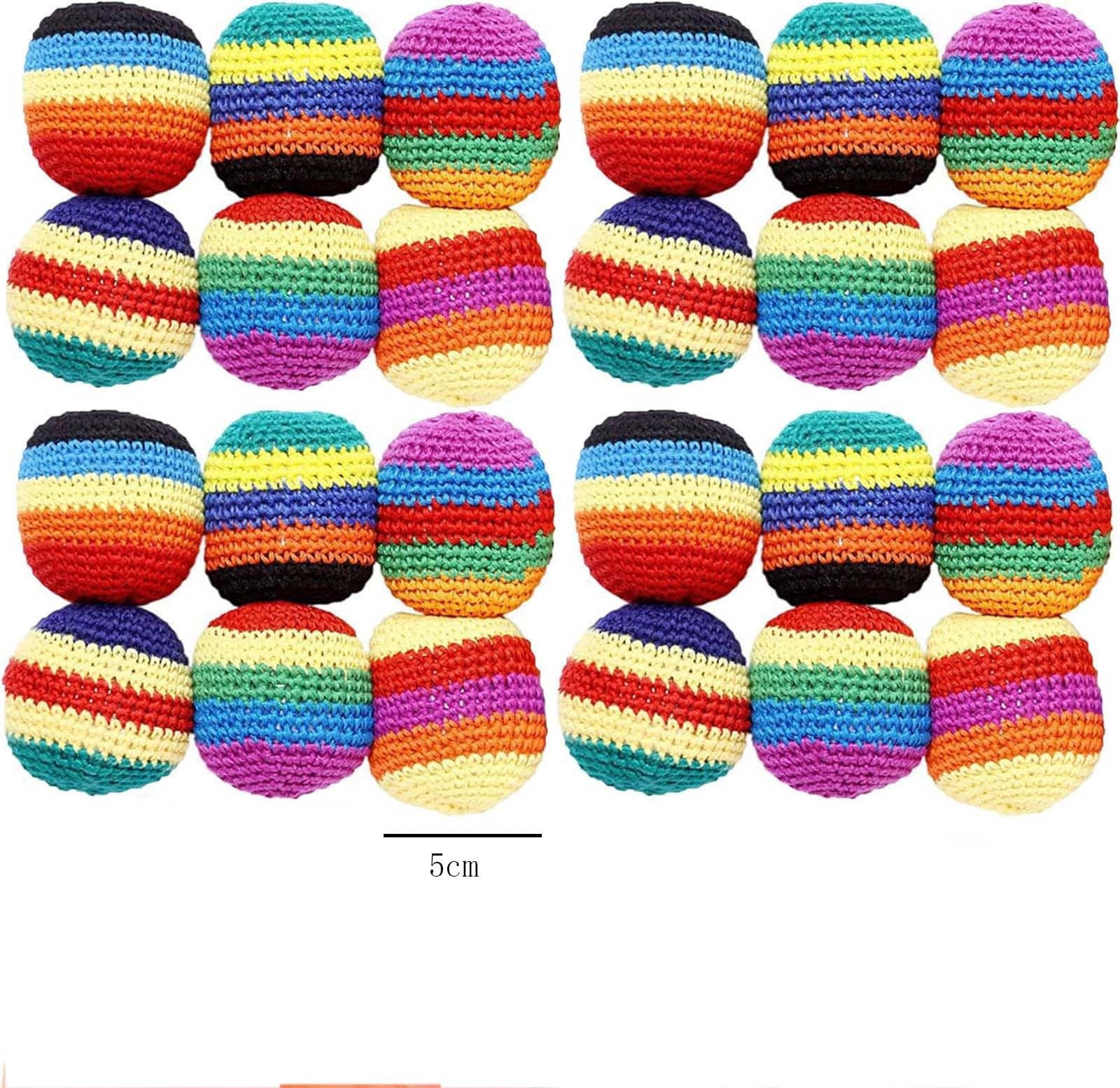 Hand‑Made Knitted Juggling Balls – 6/12/24 Pcs Colorful Crochet Toss Balls for Beginners, Outdoor Coordination Game & Stress Relief