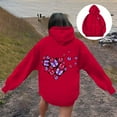 thumbnail image 2 of Women Valentines Day Hoodies Love Heart Graphic Printed Long Sleeve Casual Hooded Sweatshirts Lightweight Valentine Gift Loose Tops with Pocket, 2 of 7