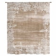 thumbnail image 2 of Brown Coastal Sheer Curtains 63 Inches Long, Summer Ocean Sea Ombre Starfish Corals Light Filering Curtains, Breathable Simi Curtain Privacy Drapes for Living Room Lightweight Window Treatment, 2 of 9