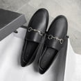 thumbnail image 1 of Tophqws Casual Slip On Women Loafers Spring 2022 Luxury Flat Shoes Quality Leather Designe Mules Shoes Female Retro Moccasins, 1 of 3