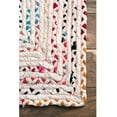 thumbnail image 3 of Indian Handmade Braided Ivory with Multi Color Cotton Area Rugs , Floor Decor Carpet Size 4 x 4 Feet Square ( 120 cm x 120 cm ), 3 of 4