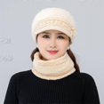 thumbnail image 3 of Casquette Bord pour Femme en Polaire paisse Bret d'hiver tricot Style Vintage et Chic Lger pour l'hiver (Noir) Chapeau + charpe + gants, 3 of 3