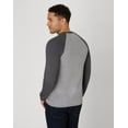 thumbnail image 3 of Hanes Beefy-T Men's Long Sleeve Colorblock Henley Oxford Gray/Slate Heather L, 3 of 10