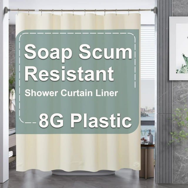 Forro de cortina de ducha AmazerBath EVA 8G resistente color beige