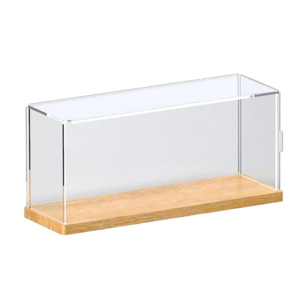 Caja de exhibición de figuras de acción de mostrador con base de madera para mini esculturas 30x10x135cm
