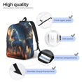 thumbnail image 3 of Rocae Starry Light White Horse for Canvas College Laptop Backpack for Men Women-Small, 3 of 5