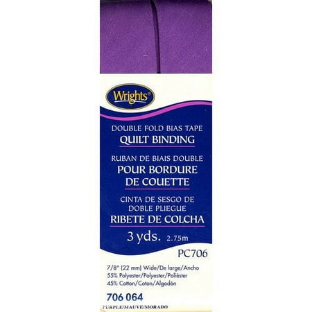 UPC: 0070659553882 | Wrights Bias Tape Purple 7/8 Double Fold Bias Tape Quilt Binding For Sewing Quilting And Crafts 3 Yards 1 Each