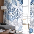 thumbnail image 4 of Sheer Curtains 84 Inches Long, Blue Grey Abstract Flower Plant Fish Light Filtering Window Curtains for Living Room, Ocean Coastal Coral Rod Pocket Voile Sheer Curtain Drapes, 52"W x 84"L, 2 Panels, 4 of 9