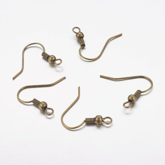 DIY 100pc Brass Earring Hooks Ear Wire with Horizontal Loop Antique Bronze Nickel Free 17~19x16~18x0.8mm Hole: 2mm DIY