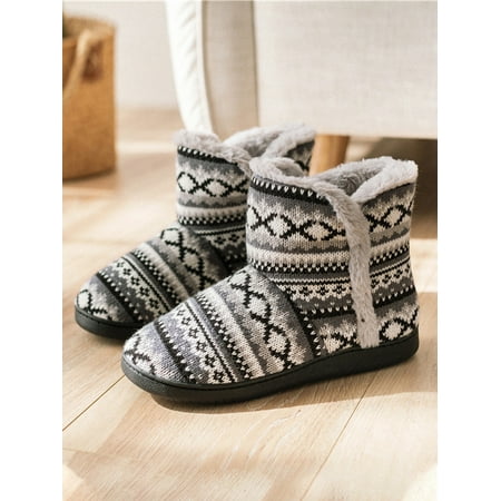 

Woobling Stylish Faux Fur Holiday Ankle Boots Women Men Multi Clors Indoor Warm Slippers