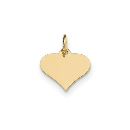 - Solid 14k Yellow Gold Plain .009 Gauge Engraveable Heart Disc Pendant Charm (14mm x 15mm)