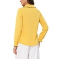 thumbnail image 3 of Allegra K Women's Sweet Ruffle Peter Pan Collar Button up Work Shirts XS Yellow, 3 of 6