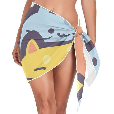 Ckdifva Lovely Cats Beach Cover Up for Women Swimsuit Coverups Bikini Wrap Short Skirt