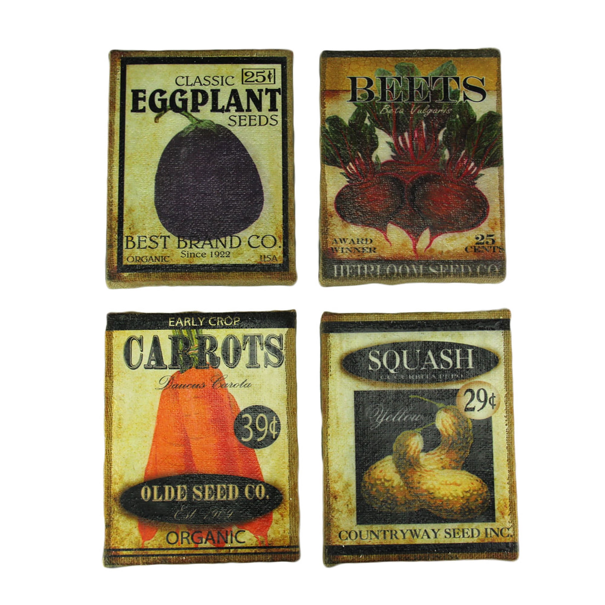 Vintage Garden Seed Packet Art Burlap Wall Hanging Set Of 4 Walmart Canada