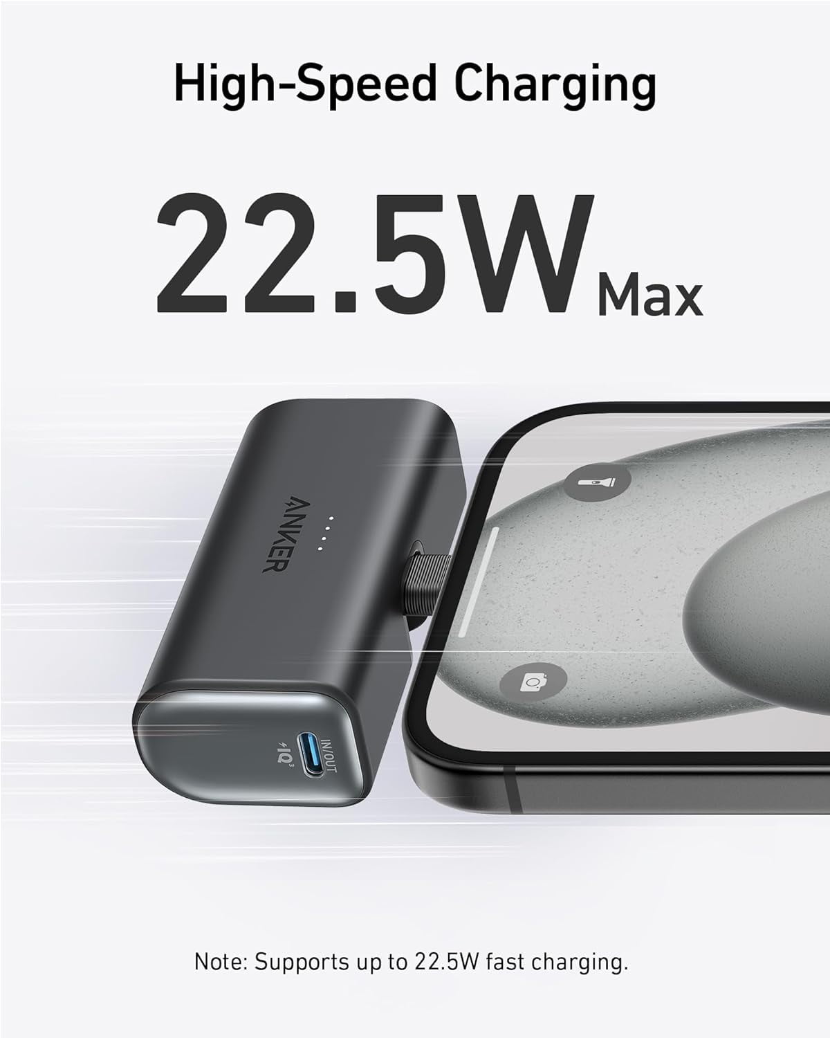 Anker Nano Power Bank with Built-in USB-C Connector A1653 Black PREOWNED!  194644136543