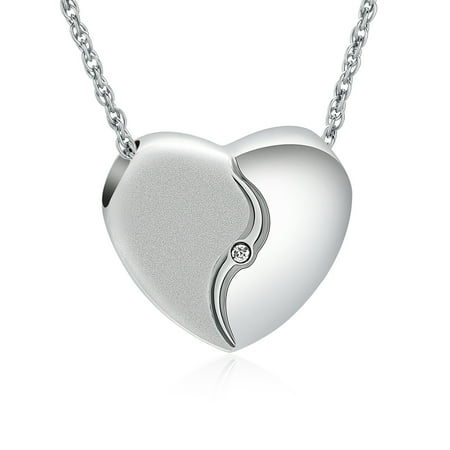 Frosted Heart Urn Necklace for Ashes Simple Heart Cremation Jewelry Crystal Ash Urn Necklace Memorial Keepsake for Ashes for Human / Pet