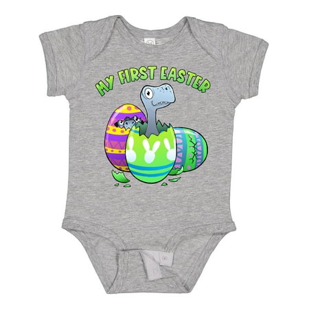 

Inktastic My First Easter Dinosaurs Hatching from Easter Eggs Gift Baby Boy or Baby Girl Bodysuit