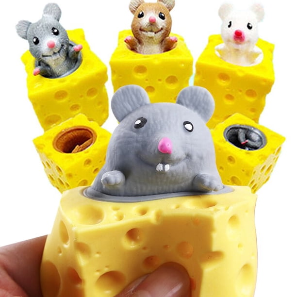 Set De 3 Tazas De Ratones De Queso – Juguetes Anti-estrés De TPR, Suaves Y Divertidos Para Adultos Y Niños (Marrón, Blanco, Gris)