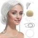 thumbnail image 1 of Old Lady Costume Set Grandma Wig Granny Wig Cap Madea Granny Glasses Eyeglass Chains Cords Faux Pearl Bead Necklace Old Lady Cosplay Set 5 Pieces (sil, 1 of 4