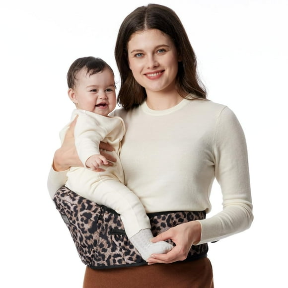 Cangurera Portabebé Momcozy Mochila Con Asiento Bebé Leopardo Medio