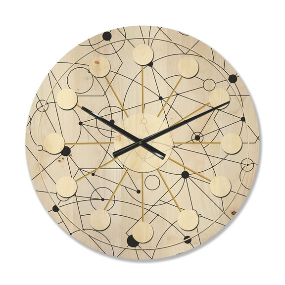 Designart 'Geometrical Retro Grid III' Mid-Century Modern Wood Wall Clock