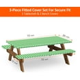 thumbnail image 3 of Picnic Table Cover With Bench Covers, Niyattn Fitted Table Covers Vinyl Tablecloth with Flannel Backing For 6 Foot Tables, Elastic Edge Waterproof for Home Goods Indoor Outdoor Patio, Green White, 3 of 6