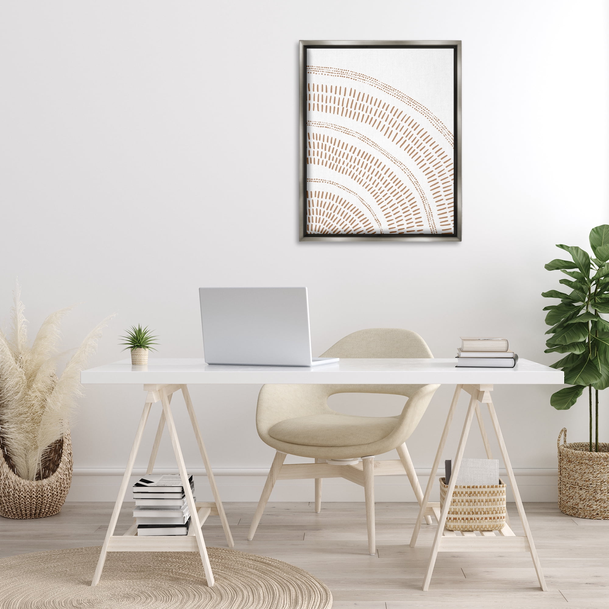 Stupell Industries Arched Boho Pattern Abstract Painting Gray Floater Framed Canvas Art Print Wall Art, 25 x 31