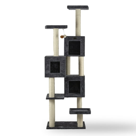 Armarkat Cat Tower Extra Large Gray Wood Cat Tree Multiple Condos A8104