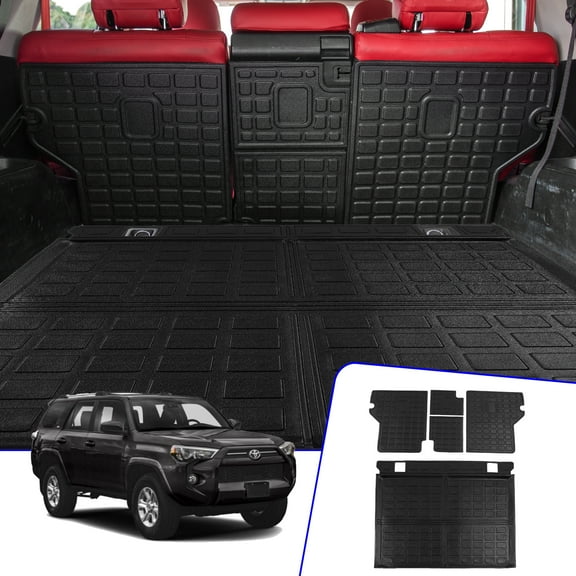 Fit 2010-2024 Toyota 4Runner Trunk Mat Cargo Mat Cargo Liner Back Seat Cover Protector 2022 Toyota 4 Runner Accessories (Trunk Mat   Backrest Mats,Fit Without Sliding Tray)