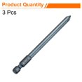 thumbnail image 3 of Uxcell 3pcs #1 Phillips Screwdriver Bit PH1 1/4" Hex Shank 4" (100mm) Long 0.24" Rod Magnetic Cross Head Drill Bits S2 Steel Industrial Screw Driver Bit for Electric Power Tools, Blue, 3 of 7