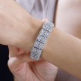 thumbnail image 4 of Moon Glow Moonstone White Zircon Silver Stars Bracelet Size 7.25" Ct 23.78, 4 of 6