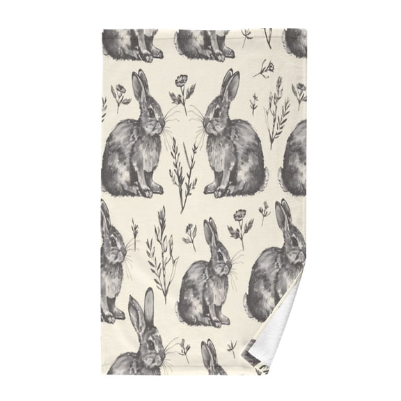 Pure Cotton Face Towel 16x28 Inches Hand Towel Bath Towel Hand Bath Towels Soft Good Water Absorption for Washing Face Wiping Face Black Rabbit
