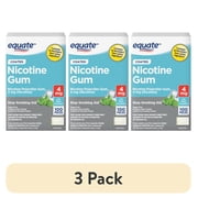 (3 pack) Equate Nicotine Gum 4 mg, Stop Smoking Aid, Ice Mint Flavor, Coated, 100 Count